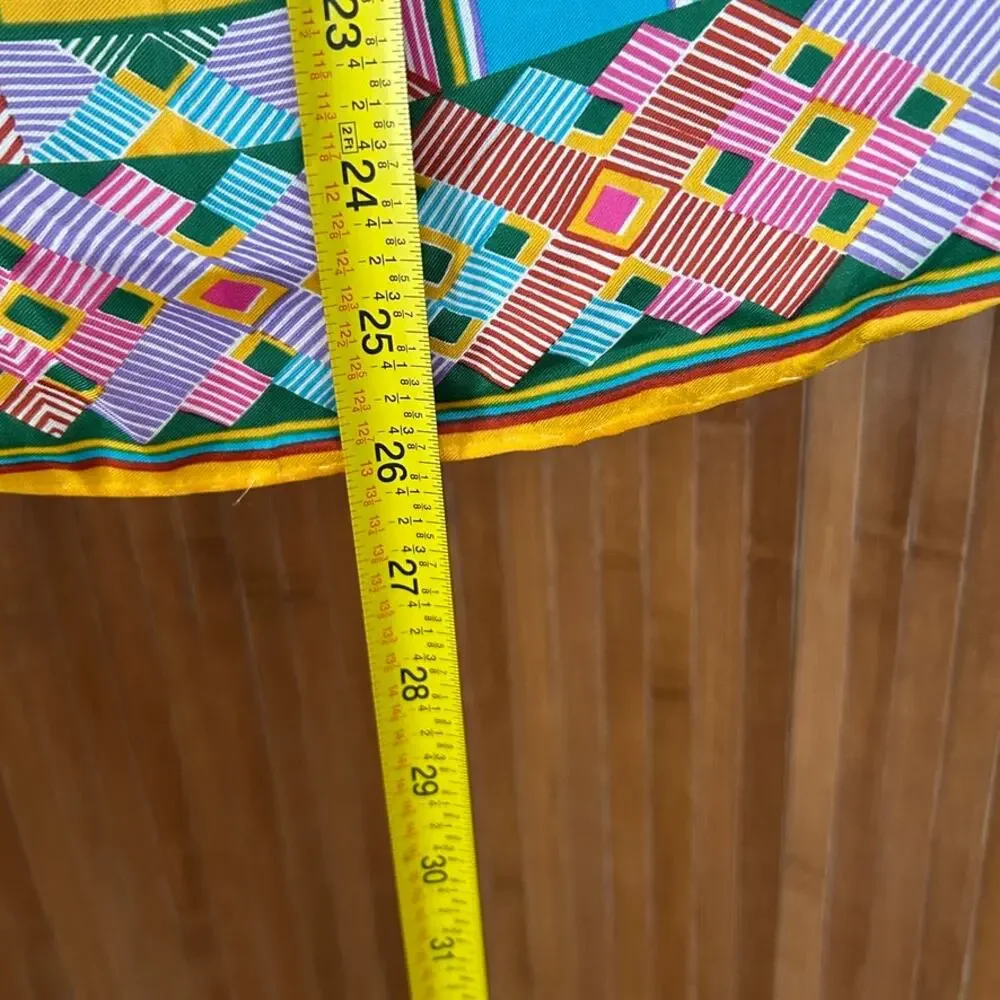 Vintage Geometric Abstract Silk Scarf Colorful 26 x 26